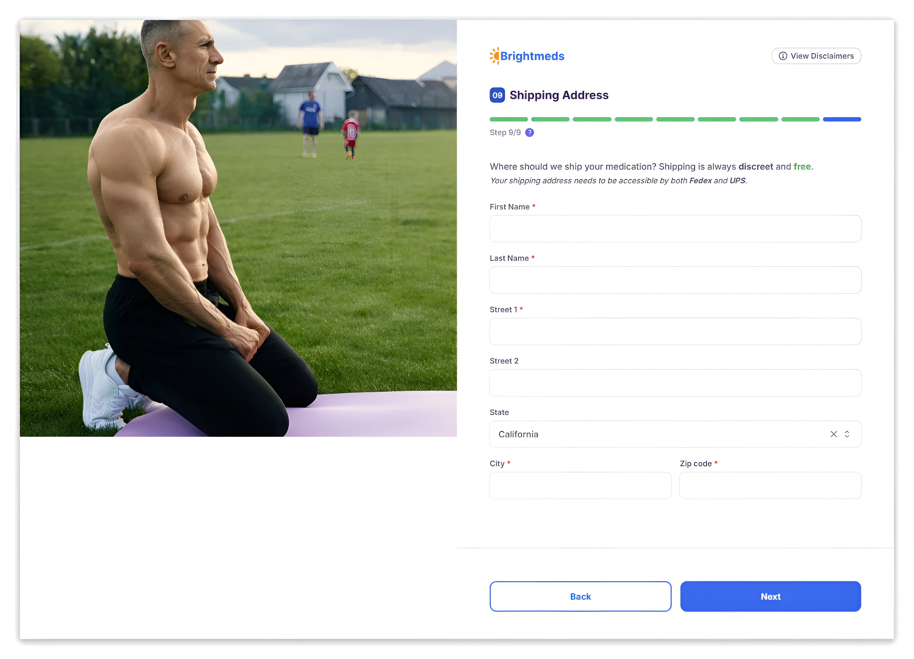 Brightmeds checkout page.